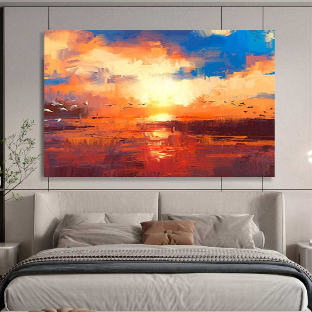 sunset bird abstract canvas design 7